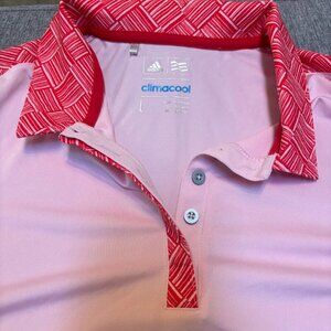 ADIDAS CLIMACOOL PINK POLO TOP, LARGE